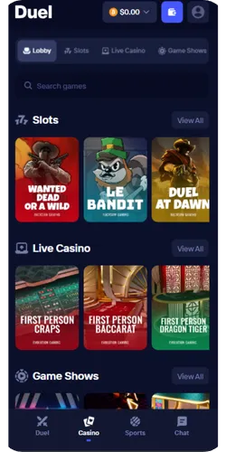 Duża różnorodność gier hazardowych Duel Casino