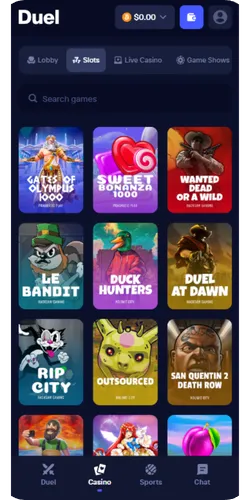 Ogromna liczba różnych slotów Duel Casino